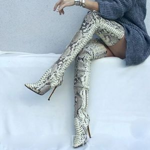 Snake Print Thigh High Boots